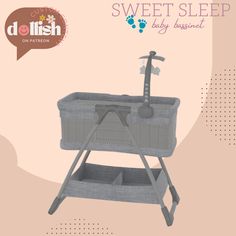 a baby crib with an ironing board attached to it and the words sweet sleep on