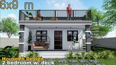 this is a small house with balcony and deck