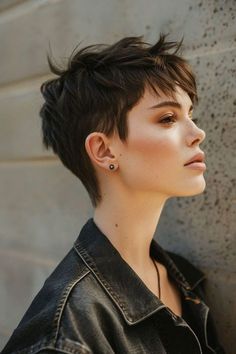 Pixie Long Top Short Sides, Edgar Haircut Women, Pixie Cut For Straight Hair, Straight Hair Pixie Cut, Pixie Black Hair, Really Short Haircuts For Women, Pixie Cut 2024, Goth Pixie Cut, Short Hair Nonbinary