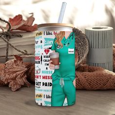 a coffee cup with a nurse figure on it