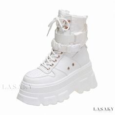 Lasaky - Elevated Platform Martin Boots - Stylish Motorcycle Ankle Boots with Thick Sole Motorcycle Boots Women, Winter Gothic, Punk Style Women, Women's Motorcycle Boots, Platform Boots Chunky, Fabric Boots, Gothic Shoes, Super High Heels, Estilo Punk