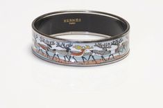 HERMES La Vie du Grand Nord Reindeer Enamel Bangle Luxury Silver Enamel Bracelets, Designer Black Enamel Bracelets, Designer Black Enamel Bracelets As Gift, Designer Black Enamel Bracelets For Gift, Hermes Bracelet, Genuine Love, Enamel Bangle, Hermes Paris, Enamel Bracelet