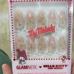 Rare Limited Edition Glamnetic Hello Kitty And Friends Nails. My Melody. Set Of 30 Press On Nails . So Cute! My Melody Hello Kitty And Friends Nails, Friends Nails, Cute My Melody, Hello Kitty Friends, Hello Kitty And Friends, Strawberry Milk, My Melody, Nail File, Glue On Nails