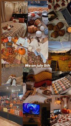 a collage of pictures with food and decorations