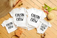 Elevate your family gatherings with our exclusive designs. These matching shirts are perfect for any family reunion, cruise, or casual get-together. The phrase "Cousin Crew" is highlighted, making it ideal for every proud member of the "Cousin Squad." Whether you are celebrating a "Family Gathering" or simply want to showcase your family unity, these shirts are the perfect fit. For the younger ones, our "Kids Shirt" options are designed to match perfectly with the adults, ensuring everyone feels included. Choose a "Big Cousin Shirt" for the leaders of the pack. If you're heading on a voyage, our "Family Cruise Tshirt" will be the talk of the ship. These shirts are more than just apparel; they're a "Coming Home Outfit" that symbolizes love and family ties. Bring everyone together for memora Casual Pre-shrunk T-shirt For Family Events, Casual Cotton T-shirt For Family Events, Crew Neck Cotton T-shirt For Family Gatherings, Cotton Crew Neck T-shirt For Family Gatherings, Family Matching Cotton Tops For Family Reunion, Cotton Tops For Family Matching At Family Reunion, Cotton Tops With Name Print For Family Reunion, Cotton Short Sleeve Shirt For Family Gatherings, Printed Cotton T-shirt For Family Gatherings