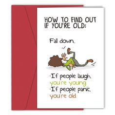 a card with an image of a man falling down and the words how to find out if