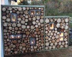 the firewood is cut into pieces and lit up with candles