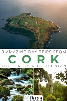 the cover of an irish travel guide with images of corf, and other things to see