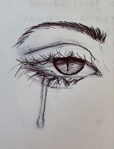 a drawing of an eye with long eyelashes