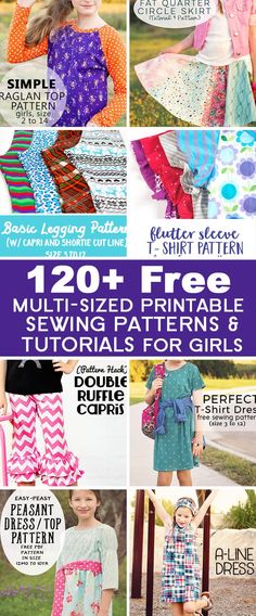 the free sewing pattern for girls's dresses and skirts is featured in this article