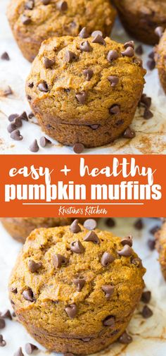 easy and healthy pumpkin muffins with chocolate chips