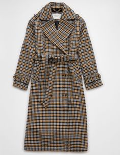 AE Plaid Trench Coat Retro Single Breasted Plaid Outerwear, Timeless Single-breasted Plaid Outerwear, Plaid Single-breasted Button-up Outerwear, Plaid Single-breasted Wool Coat With Long Sleeves, Vintage Plaid Button-up Outerwear, Plaid Trench Coat, Plaid Coat, Plaid Fabric, Cool Stuff