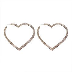 Stud Fashion, Crystal Heart Earrings, Statement Hoop Earrings, Heart Hoop Earrings, Open Hoop Earrings, Heart Shaped Earrings, Earrings Hoop, Rhinestone Heart, Design Earrings