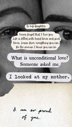 two women looking at each other with the caption what is unconventional love? someone asked her i looked at my mother