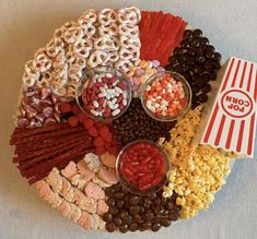 an assortment of snacks arranged in a circle