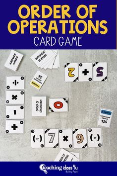 an order of operations card game with the words order of operations and numbers on it