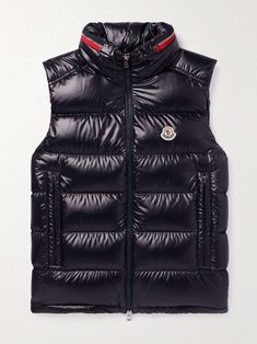 Shop MONCLER Logo-Appliquéd Quilted Shell Down Gilet, Explore the latest in-season MONCLER collection today on MR PORTER Black Waistcoat, Blue Vests, Down Vest, Blue Man, Patch Logo, Vest Jacket