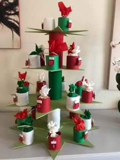 a christmas tree made out of gift boxes