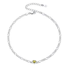 PRICES MAY VARY. 💎Heart Gem Anklets - 4mm heart-shaped cubic zirconia made birthstone anklets for women, stunning and sparkling birthday gift for lover, mother, daughter or yourself. 🏖️ 🍉 Summer Barefoot Jewelry 🌊 - Stylish & tarnish-resist figaro chain anklets for you ankle. This Solid 925 sterling silver anklet chain will fit any style. All SILVERCUTE Sterling silver chains are Diamond cut for perfect shine and finish. It is made of solid 925 Sterling silver. Very durable clasp guarantees Birth Month Stones, Anklet Chain, Silver Ankle Bracelet, Anklets For Women, Bracelet With Heart, Silver Anklet, Sterling Silver Anklet, Ankle Chain, Silver Chains