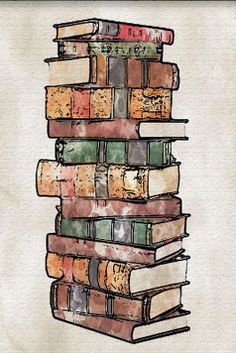 a stack of books sitting on top of each other in front of a white background