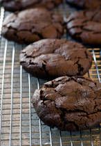 chocolate cookies cooling on a wire rack