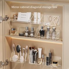 Mirror cabinet storage box Bathroom cabinet wall hanging transparent layering diagonal shelf Makeup Storage Containers, Plain Bathroom, Design Interior Baie, Bathroom Storage Boxes, Organizers Storage, Space Saving Bathroom, Storage Organizers, Bilik Air, Acrylic Storage