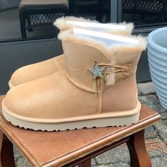 New In Box, Ugg Australia Mini Bailey Star Boots, Size 10 Ugg Mini Boots, Ugg Bailey Boots, Ugg Rain Boots, Brown Ugg Boots, Tall Uggs, Black Leather Riding Boots, Ugg Classic Tall, Grey Suede Boots, Star Boots