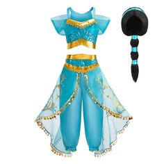 Arabian Princess Dress, Princess Jasmine Dress, Princess Costumes For Girls, Wig Headband, Princess Jasmine Costume, Dress Up Clothes, Arabian Princess, Christmas Dress Up, Costume For Girls