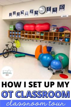 Are you an occupational therapist wondering how to set up your occupational therapy classroom? Today, I am sharing my top tips for occupational therapy classroom setup. I walk you through the sensory equipment I have, the small group table I use, how I organize my classroom and more. Find my top occupational therapy classroom ideas now! School Therapy Room, Pediatric Occupational Therapy Organization, School Occupational Therapy Room Decor, Physical Therapy Gym Organization, Back To School Occupational Therapy, School Based Occupational Therapy Room, Occupational Therapy Office Decor, Occupational Therapy Clinic Design, Occupational Therapy Room Design