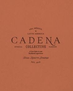 an orange book cover with the words cadena collective written in black and white on it