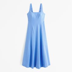 Flattering midi dress in our soft linen-blend fabric, featuring square neckline with adjustable straps, slim bodice, on-trend seaming details and an A-line skirt. French Dress, French Blue, Square Necklines, Womens Midi Dresses, A Line Skirt, Square Neckline, A Line Skirts, Abercrombie Fitch, Linen Blend