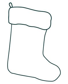 a drawing of a christmas stocking with a green line on the top and bottom