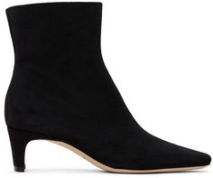 Ankle-high suede boots in black. · Pointed toe · Zip closure at inner side · Buffed leather and suede lining · Covered kitten heel with rubber injection · Nubuck sole · Heel: H2 Supplier color: Black suede Kitten Heel, Suede Boots, Boot Shoes Women, Black Suede, Apparel Accessories, Kitten Heels, Shoe Boots, Ankle Boots, Women Shoes