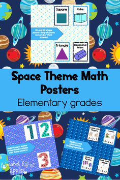 space theme math posters for elementary students