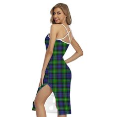 Gordon Modern Tartan Plaid Back Cross Cami DressSexy knitted suspender skirt, side slit design can properly show the shape of the legs, the back suspenders are crossed, and the beautiful back is outlined Fabric: Jersey(95% polyester and 5% spandex) Skinny fit Spaghetti straps, cross back tie, side split Fabric weight: 180g/m² Stitch Color: black or white, automatically matched based on patterns Care Instruction: machine wash cold with similar colors, do not bleach, tumble dry low, do not iron, d Tartan Clothing, Tartan Dress, Suspender Skirt, Red Tartan, Scottish Tartans, Stirling, Plaid Fashion, Modern Dress, Side Split