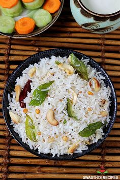 Coconut rice is a traditional South Indian rice dish made with cooked rice, fresh coconut, tempering spices and curry leaves. Make this for rice meal with tropical flavors, serve it with any curry or stew via @swasthi Indian Coconut Rice, Thailand Recipes, Healthy Rice Recipes, Coconut Rice Recipe, Kerala Recipes, Biryani Rice, Indian Rice Recipes, Indian Dinner, Indian Rice