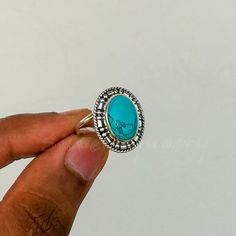 Turquoise ring, ,92.5% sterling silver ring, silver ring, 925 solid sterling silver ring,natural tur Jewelry Making Business, Silver Pearl Ring, Freshwater Pearl Ring, Turquoise Ring Silver, Black Onyx Ring, Western Jewelry, Turquoise Rings, Ring Sizes, Opal Pendants