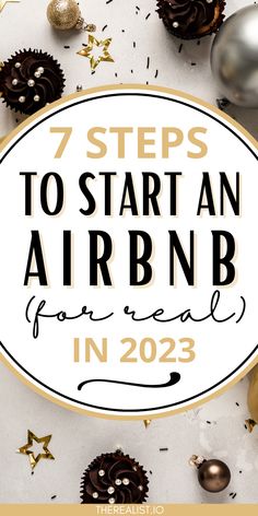 the words 7 steps to start an airbn for new year's eve