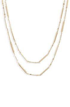 The 18-karat-gold plate brings shimmering light to this double-chain necklace that complements both casual and elevated looks. 14" shortest length; 16" longest length 18k-gold plate Imported Latinx Owned/Founded Double Chain Necklace, Shimmer Lights, Double Chain, Gold Vermeil, 18k Gold, Chain Necklace, Gold Necklace, Gold Plate, Nordstrom