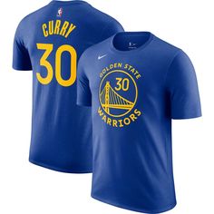 This Stephen Curry Name & Number T-shirt from Nike is the perfect way to show your Golden State Warriors devotion and stay casual on game day. This T-shirt will keep you comfortable as you cheer your boys to victory. The bold graphics make it clear that your allegiance lies with Stephen Curry and the Golden State Warriors. Warrior Names, Warriors Stephen Curry, Nba Golden State Warriors, Warriors T Shirt, Klay Thompson, Stephen Curry, Jordans For Men, Golden State Warriors, Blue Tshirt