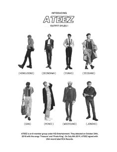 ateez Kpop Prints Ateez, Ateez Graphic Poster, Kpop Wall Prints Black And White, Ateez Wall Decor, Ateez Poster Black And White, Ateez Black And White Wallpaper