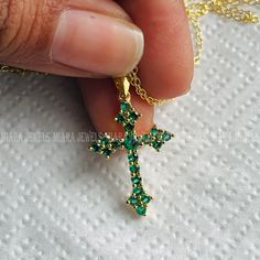 1.50Ct Round Cut Green Emerald Cluster Cross Women's Pendant Chain 18" Necklace 925silver Cross Pendant 14k White Gold Finish ⭐ Available⭐ > 14K White Gold Plated 925 Sterling Silver > 14K Yellow Gold Plated 925 Sterling Silver > 14K Rose Gold Plated 925 Sterling Silver **WE LOVE CUSTOM ORDERS** YOU ASKED,WE MADE IT (FREE OF COST) ⭐ Item Detail⭐ > Material: Solid Sterling Silver > Gem type: Emerald & Cubic Zirconia > Stone Creation: Lab Created > Stone Color: Green & White > Stone Shape: Round Fine Jewelry Gold Emerald Necklace In Sterling Silver, Fine Jewelry Gemstone Cross Pendant Necklace, Fine Jewelry Cross Pendant Necklace With Gemstone, May Birthstone Cross Pendant Jewelry Gift, Sterling Silver Diamond Cut Emerald Pendant Necklace, Sterling Silver Emerald Necklace With Diamond Cut For Anniversary, Emerald Necklace With Diamond Cut For Anniversary, Sterling Silver Emerald Necklace For Anniversary, Gemstone Cross Pendant Necklace For Anniversary