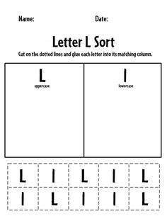 the letter l sort worksheet for students to practice their handwriting and writing skills