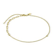 Length: 12” - 16“ Lobster clasp closure 18k Gold-Plated Sterling Silver Modern Gold Clasp Link Chain Bracelet, Modern Link Chain Bracelet With Gold Clasp, Adjustable Yellow Gold Cable Chain Bracelet, Modern Jewelry With Gold Clasp And Link, Modern Link Jewelry With Gold Clasp, Modern Adjustable Yellow Gold Chain Necklace, Diamond Anklet, Link Earrings, Cz Diamond