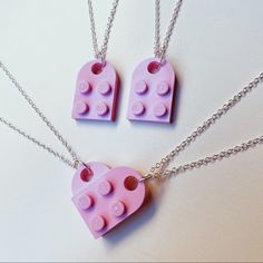 End Of Year Sale! Pink Lego Set (Back In Stock) * (Available To Ship Same / Next Day Of Purchase) * Includes 2 Separate Legos That Connect To Form A Heart :) Super Cute For Couples Or Best Friends! #Lego #Heart #Necklace #Legohearts #Gift Lego Heart Necklace, Lego Heart, Necklace For Couples, Friends Lego, Faceted Glass Bead Necklace, Cross Choker Necklace, Handmade Crystal Necklace, Lampwork Pendant, Extra Long Necklace