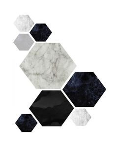 marble hexagons with black and white colors in the middle on a white background