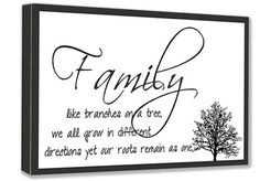 a family is like branches on a tree, we all grow in different directions yet our roots remain as one