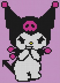 a cross stitch pattern with an image of a black and white cat in the middle