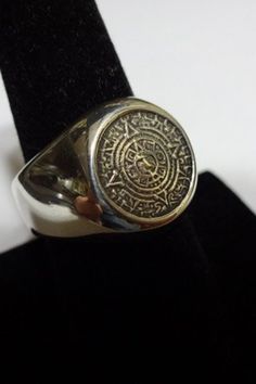 Sterling Silver AZTEC CALENDAR RING Sizes 8-11 Hand Made calendar ring, aztec ring, singnet ring Aztec Rings, Real Silver Necklace, Aztec Jewelry, Aztec Calendar, Eagle Ring, Mens Rings Fashion, Jewelry Mens, Astral Travel, Christmas Gifts For Girlfriend