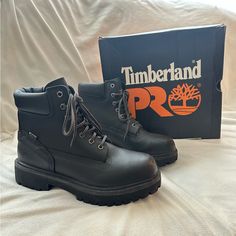 Timberland Pro Direct Attach 6” Waterproof Steel Safety Toe Insulated Boots. Black Leather, Slip And Oil Resistant, Protection From Open Circuits. Men’s Size 7.5 Comes With Original Packaging. Brand New Great Work Boots. Never Been Worn. Has Scuff On Toe. Great Brand! Insulated Boots, Timberland Pro, Timberlands Shoes, Pro Black, Timberland Mens, Boots Black, Work Boots, Men's Shoes, Shoe Boots